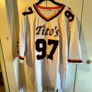 White Tito's Jersey with Orange and Black Accents